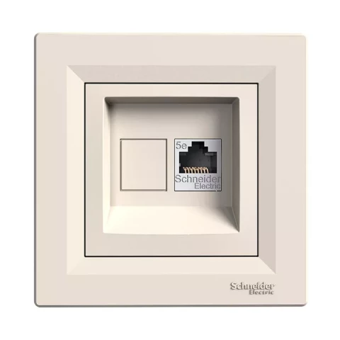 ASFORA Rozete 1-vietīgs RJ45 CAT-5 ar rāmi bēšs EPH4300123