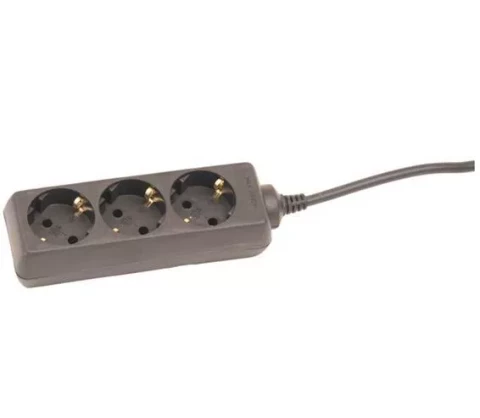 Pagarinātājs ar zemējumu 3 kontaktligzdas 1,5m 3x1mm2 melns