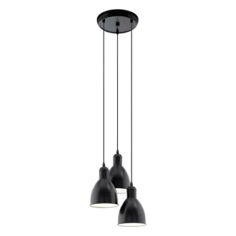 Griestu lampa EGLO Priddy E27 max3X60W melna 49465