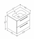 KAME JOY Тумба с раковиной 61 см, серо-коричневый / ручка в час, 12113313