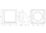 Вентиляционная решетка пластмассовая, 190x190mm, ø125mm, внешняя, с обратным клапаном