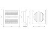 вентиляционная решетка пластмассовая, 190x190mm, Ø125mm, регулируемая