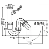 VIEGA 101206 Sifons izlietnei ar agregātpieslēgumu 11/2"x50mm plastm.