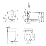 Ideal Standard i.life E RimLS Wall-Hung Shower Toilet with Dryer and Remote Control, White, K875501