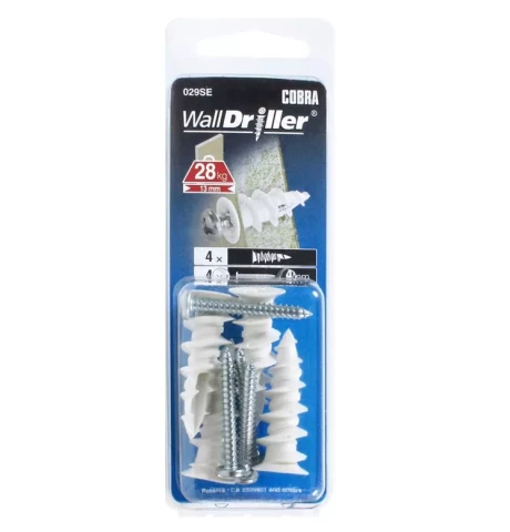 WALL DRILLER dībelis neilona 4.0mm+skrūve, 4gab/iep