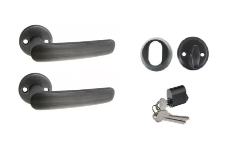 Exterior door handle set matte black chrome Scandinavian
