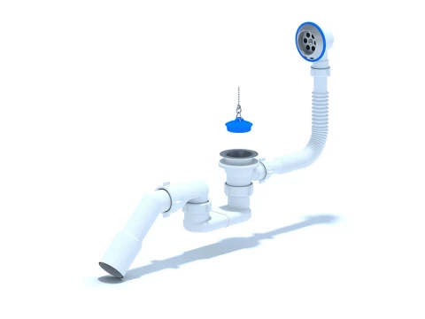 Siphon ANI for bath with chain D40 / 50 mm, 45 °, E056EU