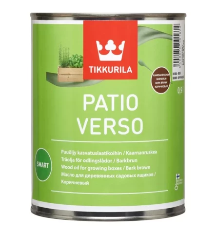Tikkurila PATIO VERSO 0.9L Коричневое масло для дерева