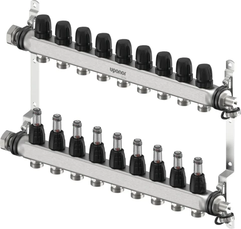 Uponor Vario S manifold with flow meters FM, 9XG3/4", 1140840