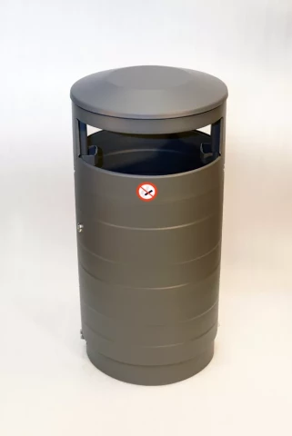 Waste bin 70L without perforation 1.0mm with ashtray, gray RAL 7016 TG
