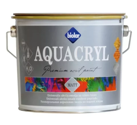 Biolar AQUACRYL 2.5L Gaiši pelēka matēta akrila emalja