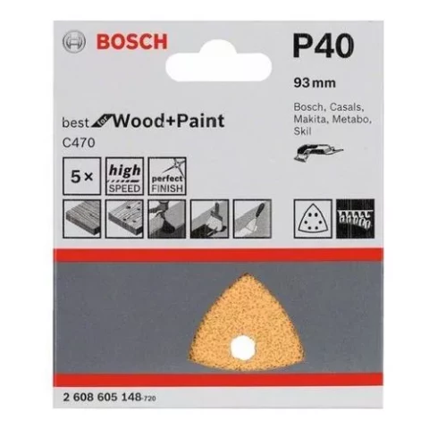 5 шлифлистов C470 Best for Wood+Paint 93x93 мм К40 Bosch 2608605148