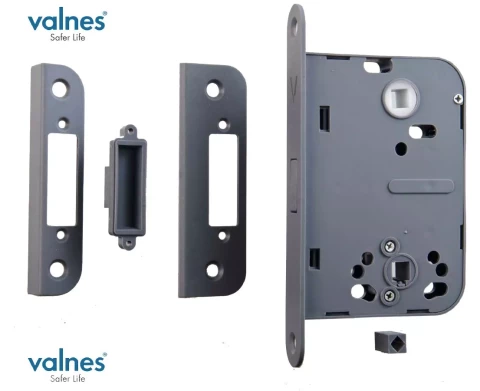 Slēdzenes mehānisms 2014 MAGNET ar pretplāksni, pārfalces un bezfalces durvīm, pelēks pārfalces un bezfalces durvīm