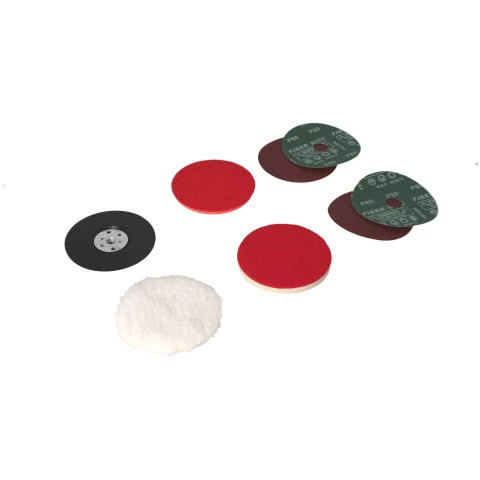 FASTER TOOLS Backing pad set with polishing pads - 8 pcs.