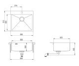 Virtuves izlietne AIR100N-G, 550x510mm, Gold, ner.tērauda