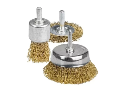 NOVIPro Набор щеток-крацовок для дрели, латунированная стальная проволока, 3шт.