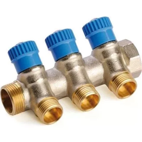 Kolektors ar ventiļiem 1'' - 4-ceļi 1/2'' Zils GF