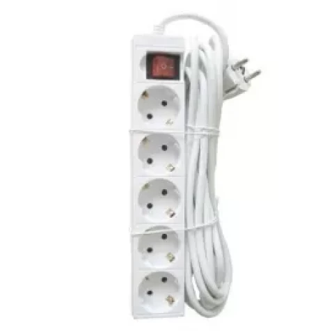 Pagarinātājs ar zemējumu un slēdzi 5 kontaktligzdas 1,5m 3x1mm2
