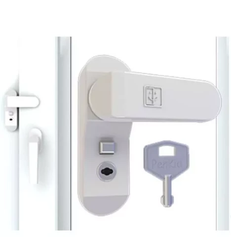 Durvju un logu bloķētājs atvēršanas aizsardzība iztur. 250kg