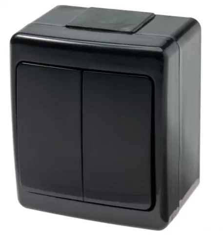 Наружный двойной переключатель, черный, Beta IP44, УФ стойкий