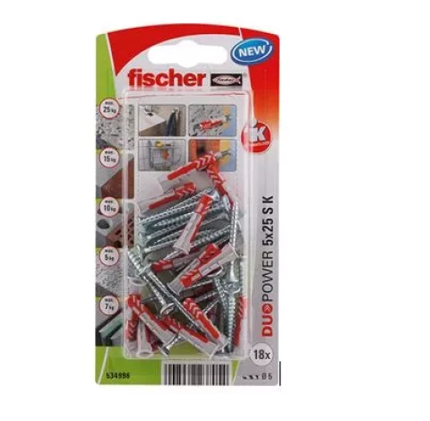 FISCHER Universālas divkomp.tapas 5x25 S K 18gab 61-53001B