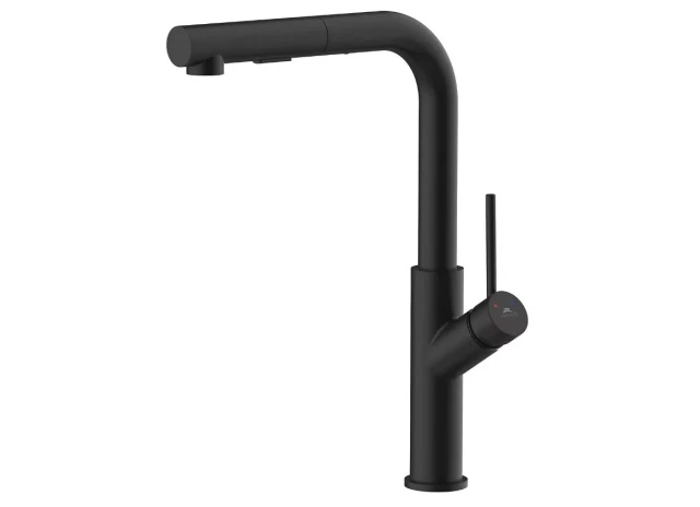 Смеситель для воды для кухонной мойки BONA-35 PO (BK) с выдвижным изливом, черный, BO35068
