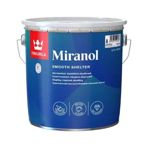 Tikkurila MIRANOL A 2.7L Tiksotropa alkīda krāsa kokam un metālam