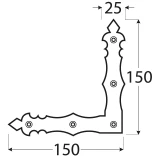 Leņķis 150x150x25mm  2.5mm MELNS