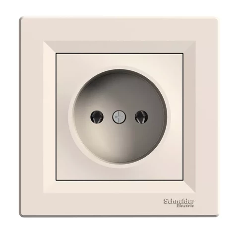 Socket, beige, IP20 (with frame) Asfora