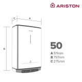 Электрический водонагреватель ARISTON VELIS PRO WIFI 50 л 1,5 кВт Гор/Верт белый 800x506x275 мм