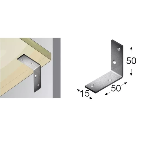 Leņķis mēbelēm 2.0mm 15x50x50mm, 300-203