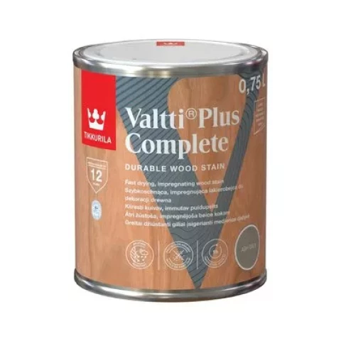VALTTI PLUS COMPLETE ASH GREY 0,75L Быстросохнущий пропиточный антисептик для дерева