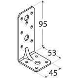 Leņķis 95x53x45x2.5mm, pastiprināts