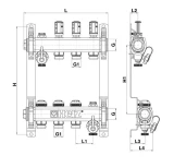 HERZ КОЛЛЕКТОР ТЕПЛОГО ПОЛА TS 1"X3/4"Н.Р. 8 КОНТУРОВ с расходомером, нержавеющая сталь
