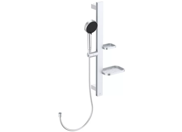 Ideal Standard Idealrain Alu+ Shower Set, 2-Function Hand Shower, 600mm Rail, 1750mm Hose, Silver BD586SI