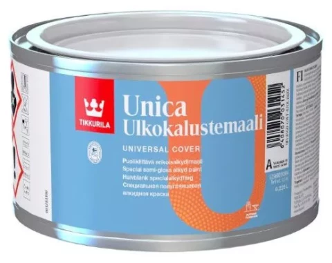 Tikkurila UNICA C 0.225L Alkīda krāsa kokam/metālam TIKAI TONĒŠANAI!