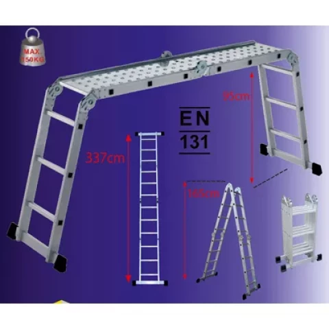 Multipurpose ladder with platform 3x4 150kg (6120a)