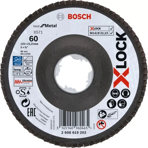 Bosch 2608619202 Шлифовальный круг X-LOCK X571 Best for Metal, 125 мм