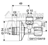 SCHELL Comfort stūra ventīlis ā.v. 1/2"x10mm (3/8") hroms