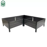 Paaugstinātā dārza dobe KLASIKA Wood Look L – formas, pelēka: 150x150x75x75x75x75 cm, h-30 cm