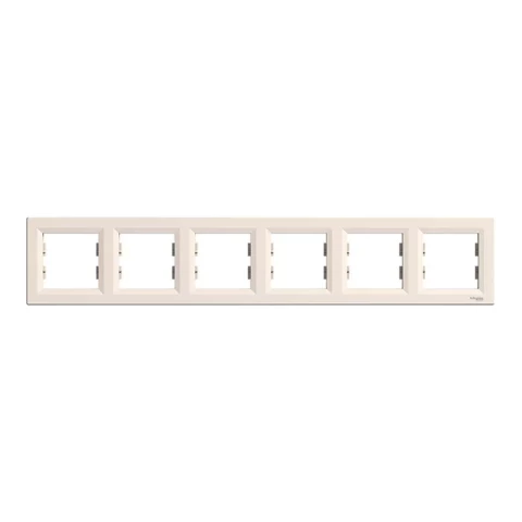 Asfora - horizontal 6-gang frame - cream