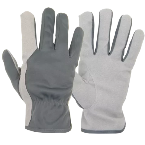 Перчатки из лицевой козьей кожи, полиэфирная тыльная сторона, манжета на липучке Velcro, красно-белые, размер 11