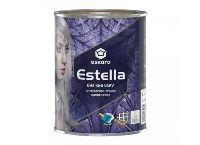Eskaro ESTELLA A 0.9L Dziļi matēta krāsa iekšdarbiem vienas kārtas, augsta segtspēja