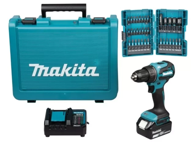 AKUM. URBJMAŠĪNA 18V 3.0AH LĀDĒTĀJS KOFERIS DDF490WF + Uzgaļu komplekts Impact 35gab/iep. MAKITA