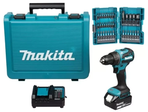 AKUM. URBJMAŠĪNA 18V 3.0AH LĀDĒTĀJS KOFERIS DDF490WF + Uzgaļu komplekts Impact 35gab/iep. MAKITA