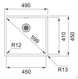 FRANKE izlietne BXX 210/110-45 PopUp 490x450mm nerūs.tērauds pulēts 127.0375.257