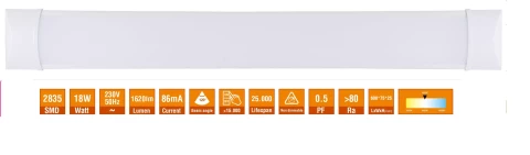 Lamp LED 220V 18W 90Lm/W RA80 4000K 600*25*75mm BARY