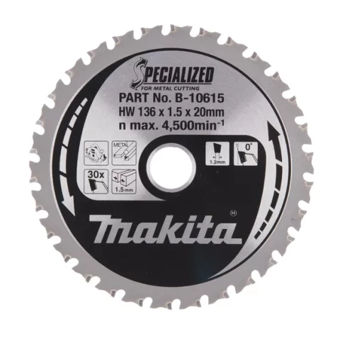 Zāģripa 136x20x1,5 30T, 0° metālam , Makita B-10615