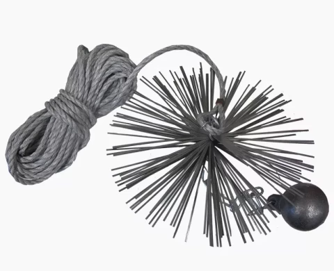 Skursteņslauķa komplekts-birste 200mm, garums 10m, svira