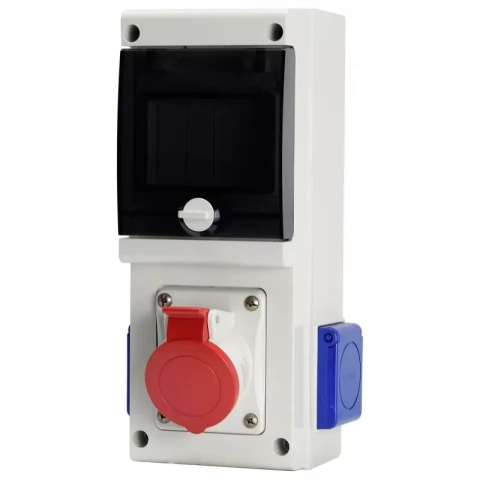 Komntaktligzdu bloks 1x16A+2x230V 4mod IP54 632D.1W